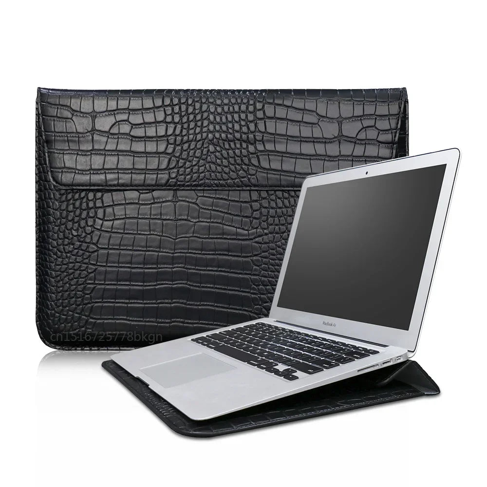 Pochette Ordinateur en Cuir Crocodile