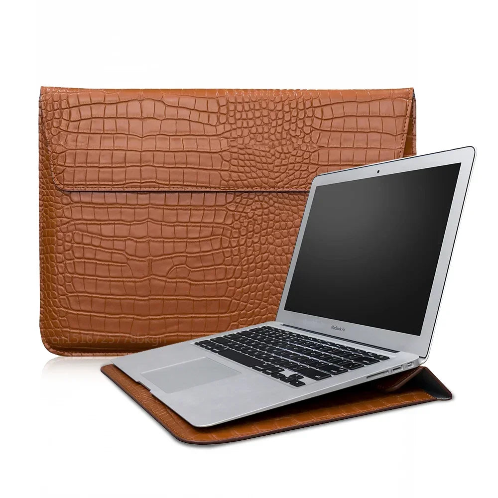 Pochette Ordinateur en Cuir Crocodile